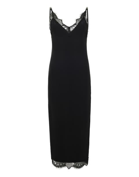 Shiny Rib Maxi Tank Dress Lace Women