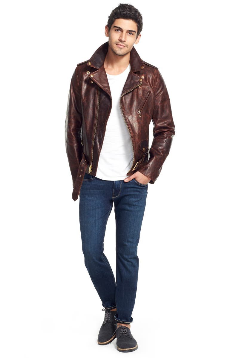Schott NYC 'Perfecto' Asymmetrical Moto Jacket, Main, color,