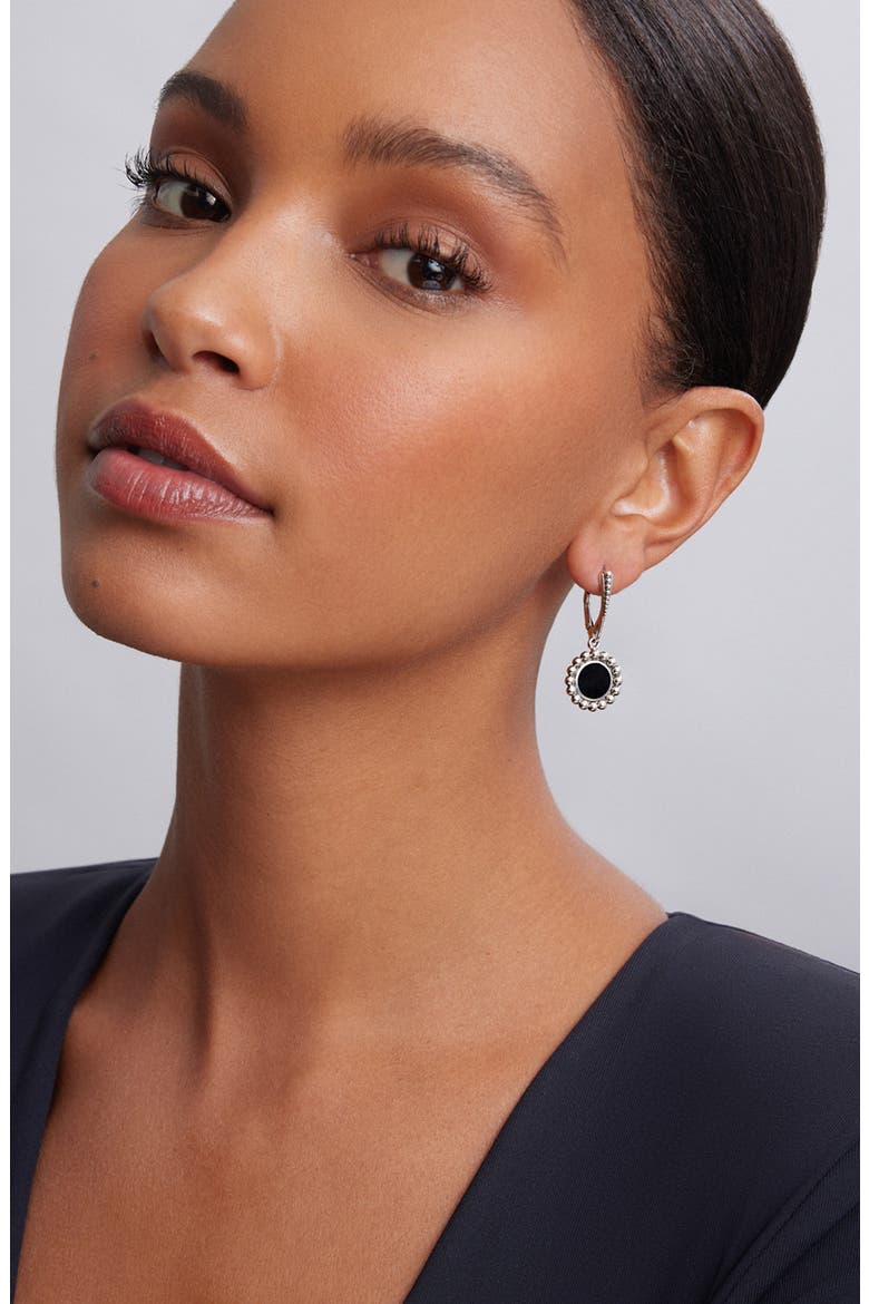 Maya Circle Drop Earrings, Alternate, color, SILVER/ ONYX