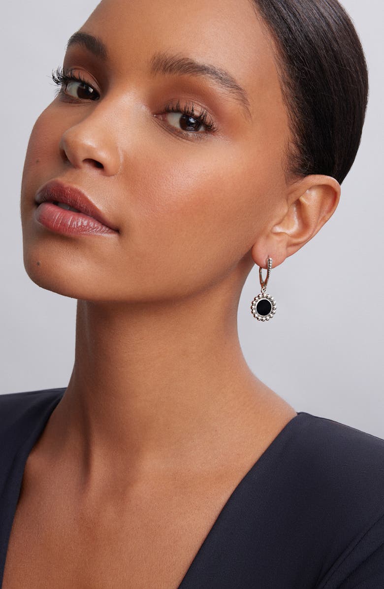 LAGOS Maya Circle Drop Earrings, Alternate, color, Silver/ Onyx
