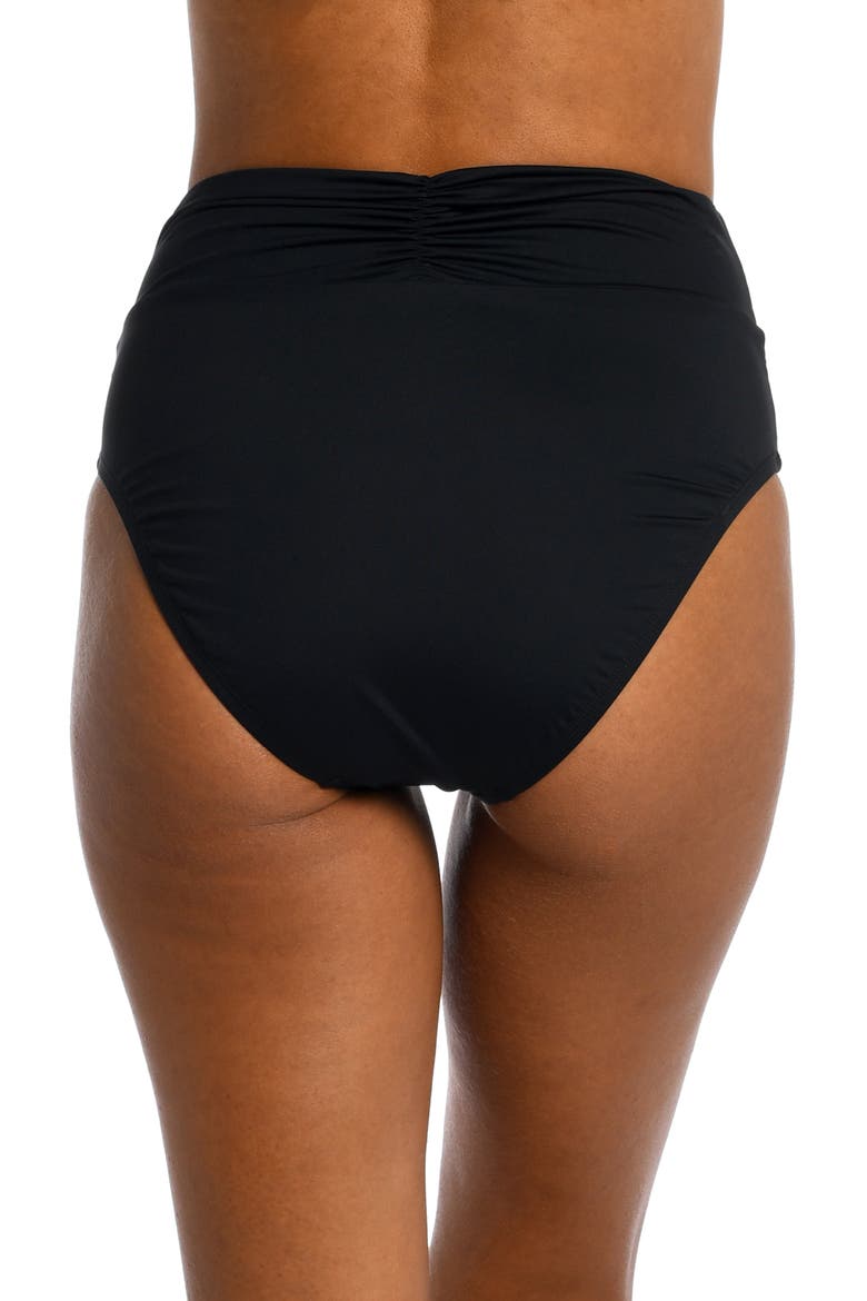 Island Goddess High Waist Bikini Bottoms, Alternate, color, BLACK