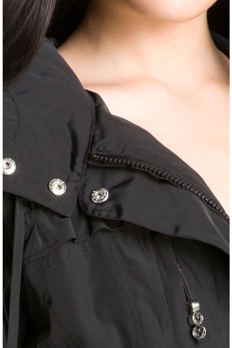 Ruffle Trim Anorak with Detachable Liner, Alternate, color, BLACK