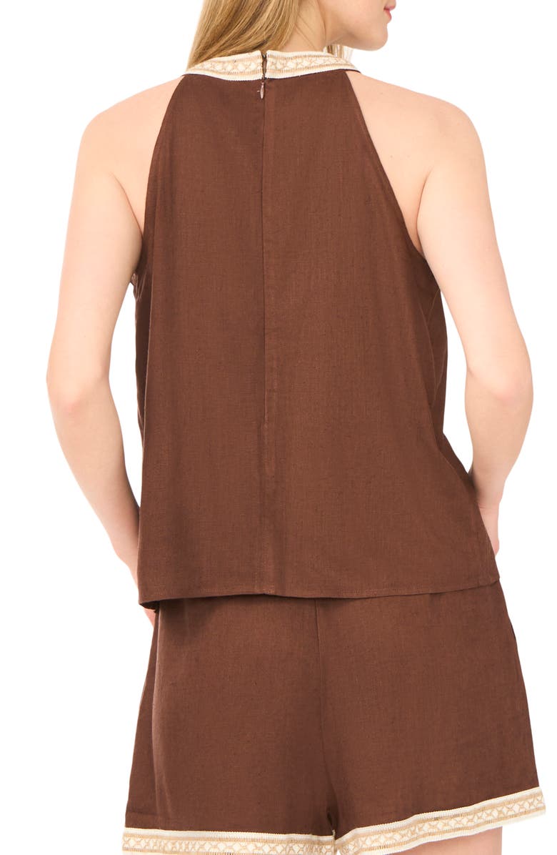 Parker Beaded Trim High Neck Woven Top, Alternate, color, Shaved Chocolate