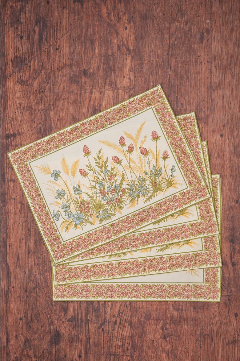 Clover Canvas Placemats, Set of 4, Alternate, color, White