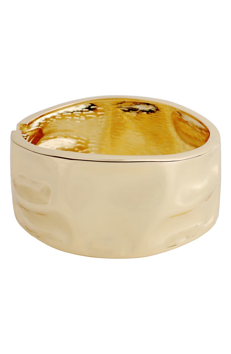 Panacea Hammered Hinged Bangle Bracelet, Main, color, Gold