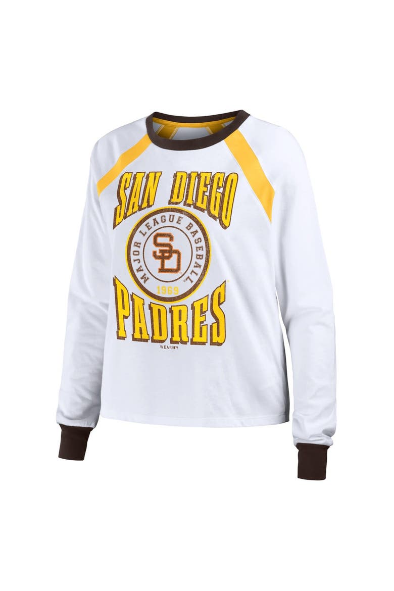 Women's WEAR by Erin Andrews White San Diego Padres Raglan Long Sleeve T-Shirt, Alternate, color, White