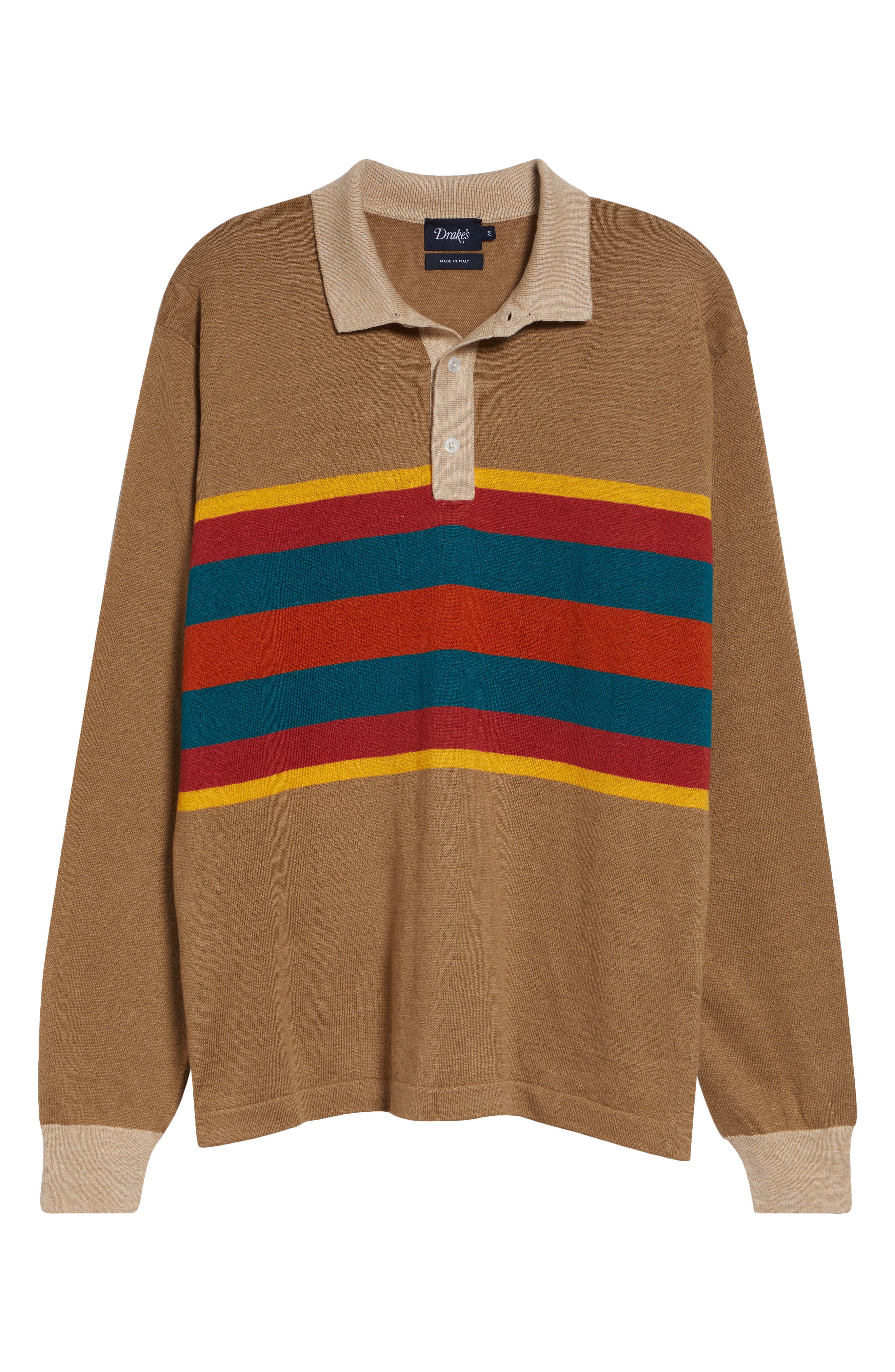 Rugby Stripe Linen & Cotton Polo Sweater