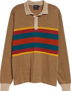 Drake's Rugby Stripe Linen & Cotton Polo Sweater