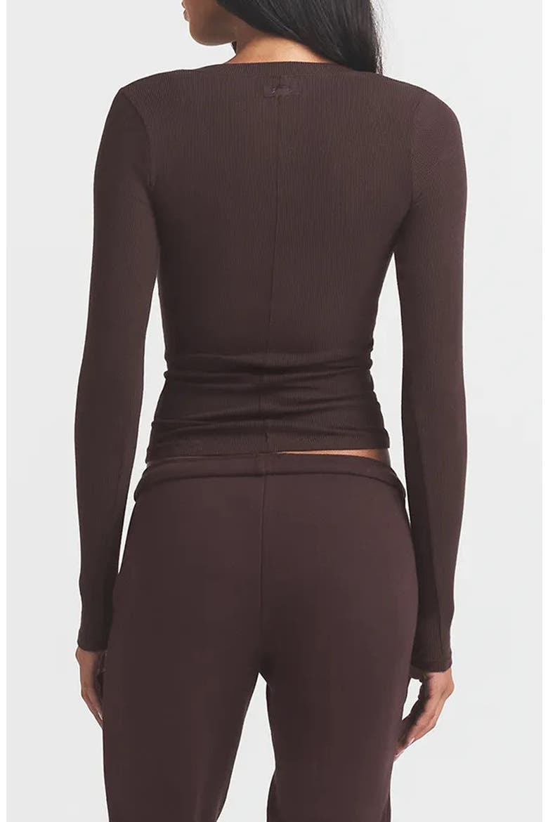Cotton Rib Scoop Neck Henley, Alternate, color, ESPRESSO