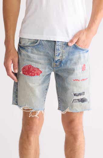 PURPLE BRAND Bandana Denim Shorts