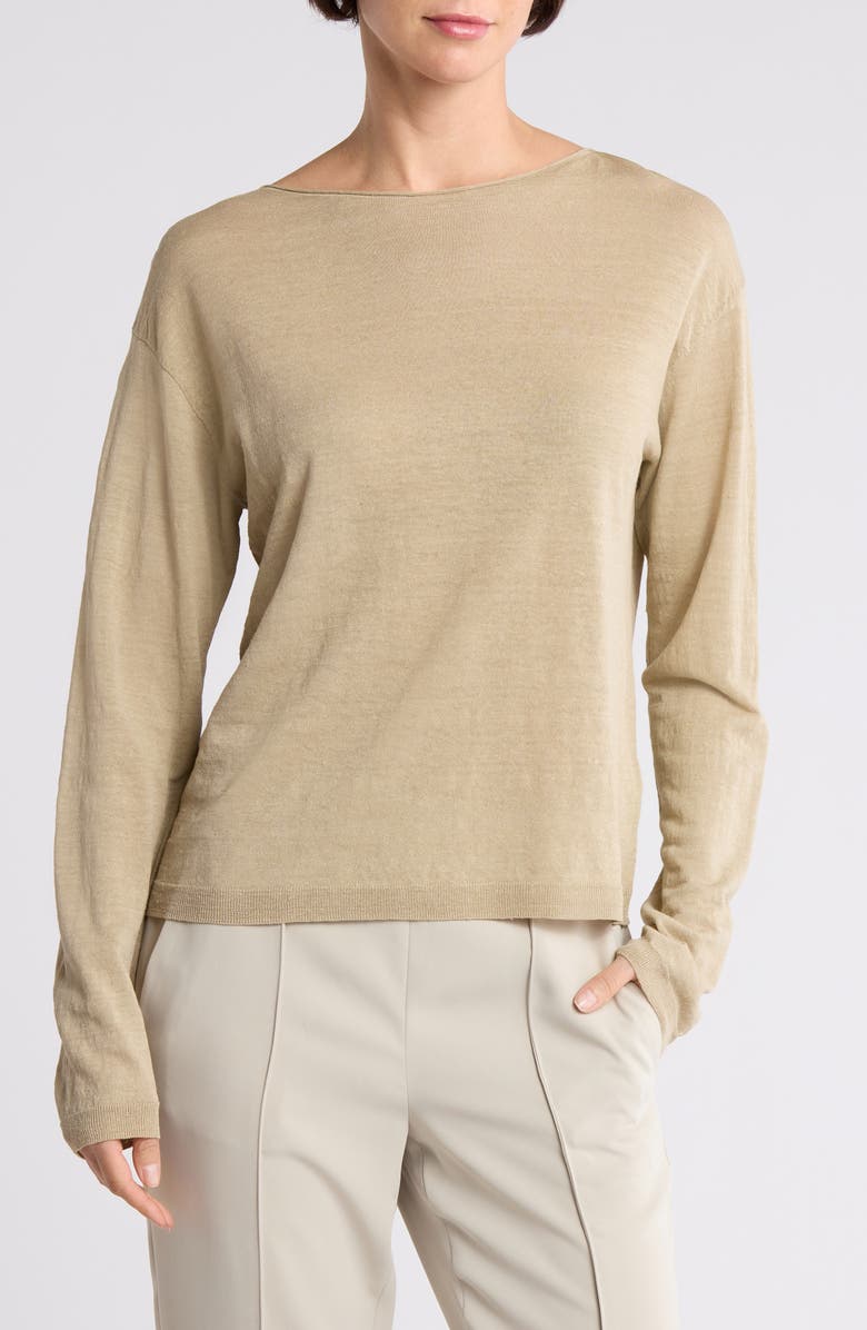 Vince Dropped Shoulder Boat Neck Sweater, Main, color, Sepia