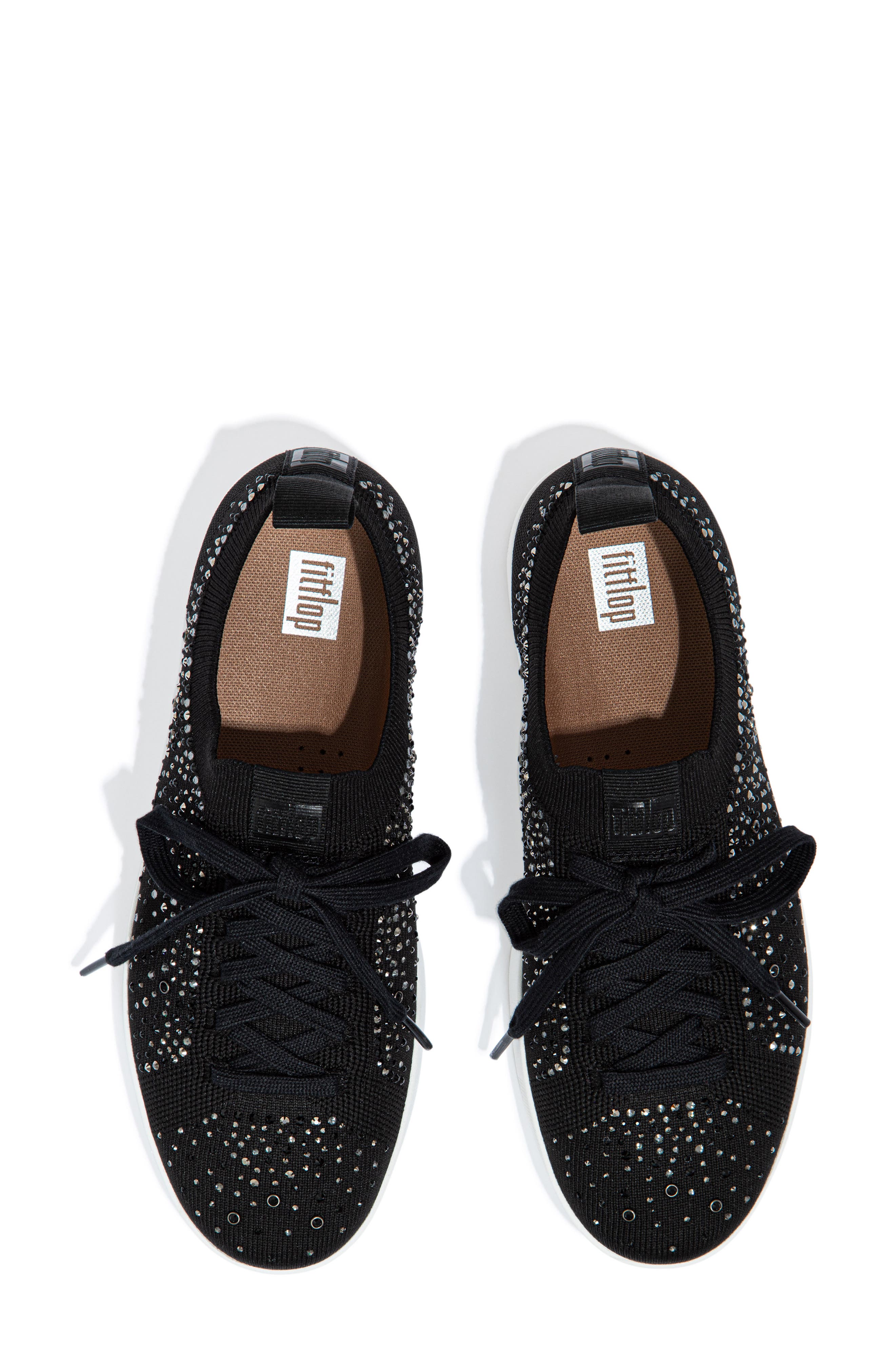 FitFlop Rally Rhinestone Knit Trainer Sneaker, Alternate, color, Black