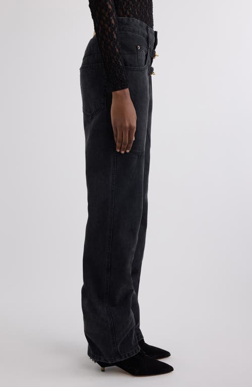 Isabel Marant Brinley Leash Clip Cotton & Hemp Straight Leg Jeans In Black