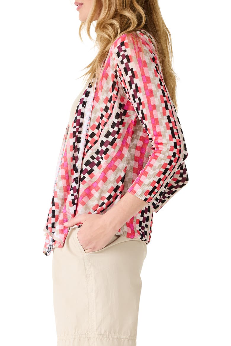 Pixel Sunset 4-Way Linen Blend Convertible Cardigan, Alternate, color, PINK MULTI