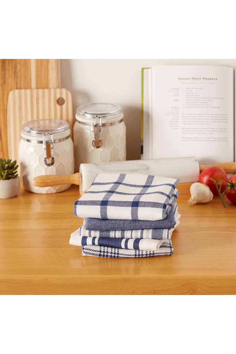 Everyday Mixed Basic Dishtowel Set/5, Alternate, color, Nautical Blue