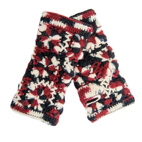 Multi Color Flower Crochet Handwarmers