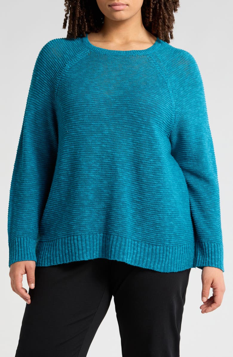 Eileen Fisher Organic Linen & Cotton Slub Crewneck Sweater, Main, color, Dragonfly