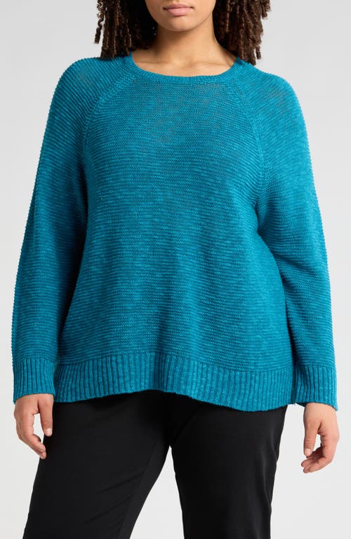 Eileen Fisher Crewneck Raglan-sleeve Sweater In Dragonfly