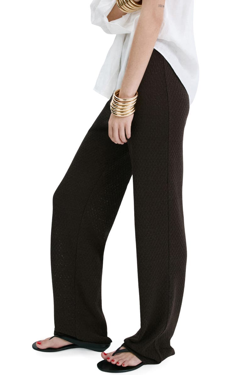 MANGO Nati Textured Straight Leg Pants, Alternate, color, Brown
