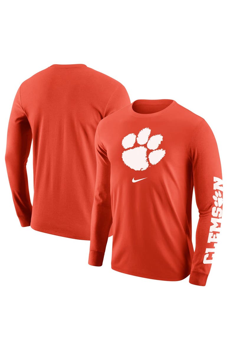 Nike Men's Nike Orange Clemson Tigers Team Lockup 2-Hit Long Sleeve T-Shirt, Alternate, color,