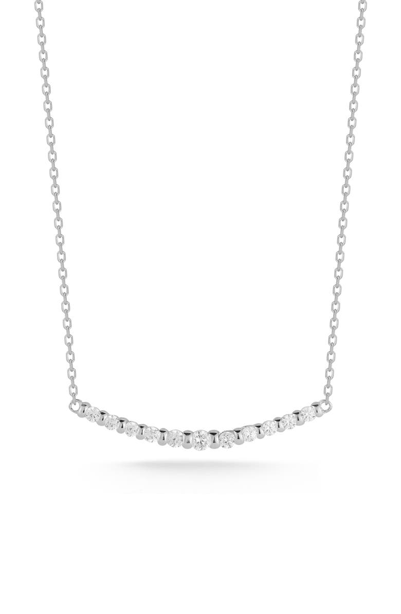 GLAZE JEWELRY Cubic Zirconia Bar Pendant Necklace, Main, color, Silver