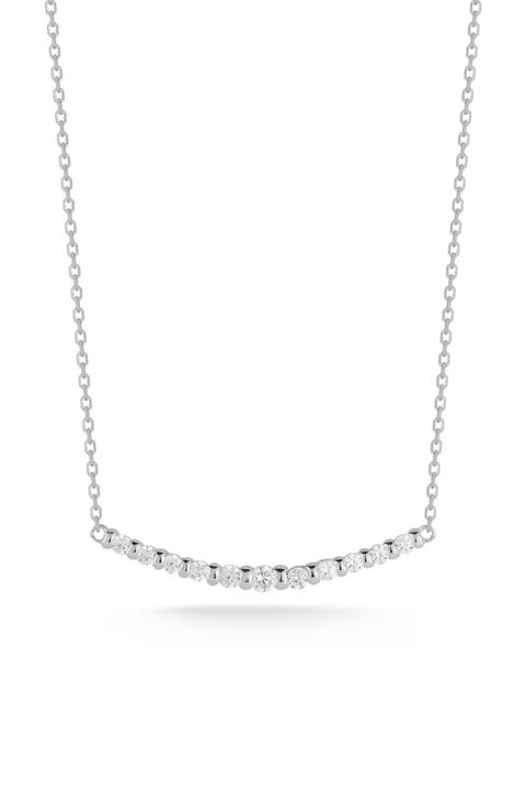 Cubic Zirconia Bar Pendant Necklace