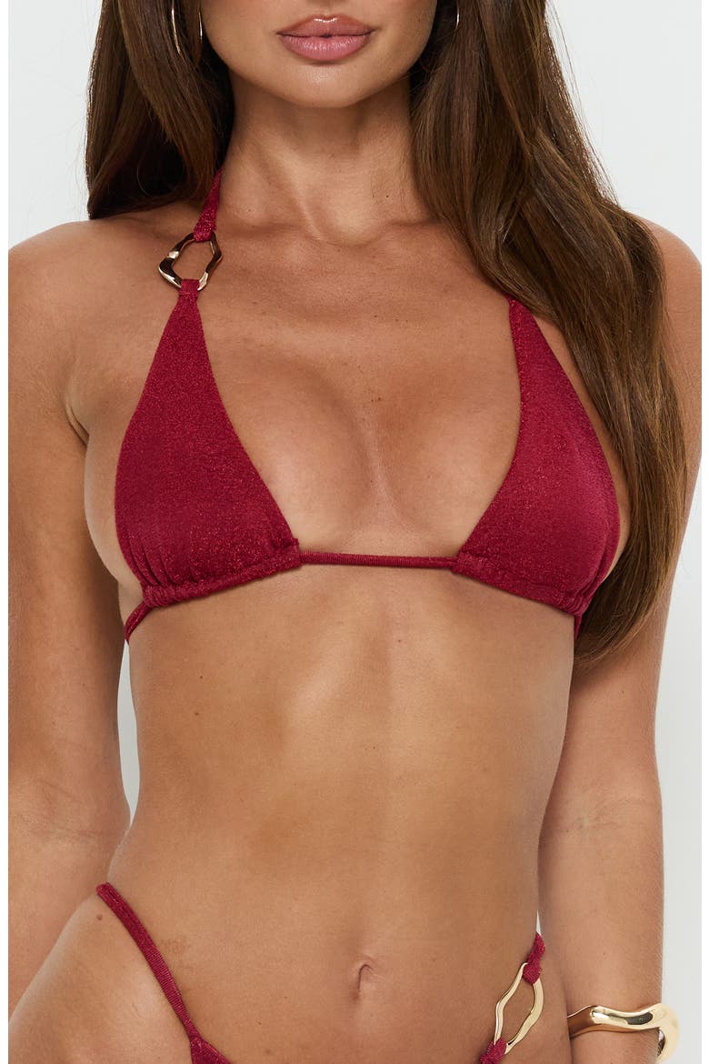 Aimi Glitter Triangle Bikini Top, Main, color, RED