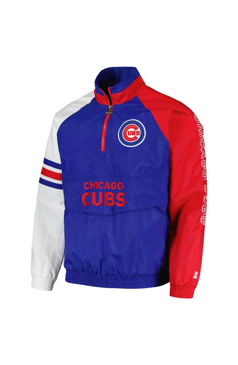 STARTER Men's Starter Royal/Red Chicago Cubs Elite Raglan Half-Zip Jacket, Alternate, color, Royal