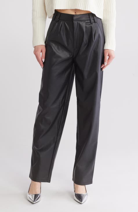 Faux Leather Barrel Leg Pants (Tall)