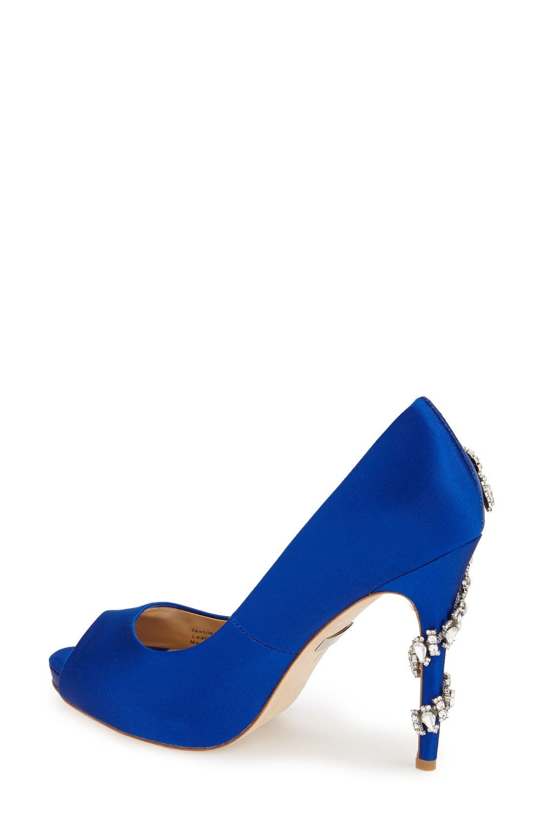 Badgley Mischka 'Royal' Crystal Embellished Peeptoe Pump, Alternate, color, IRIS