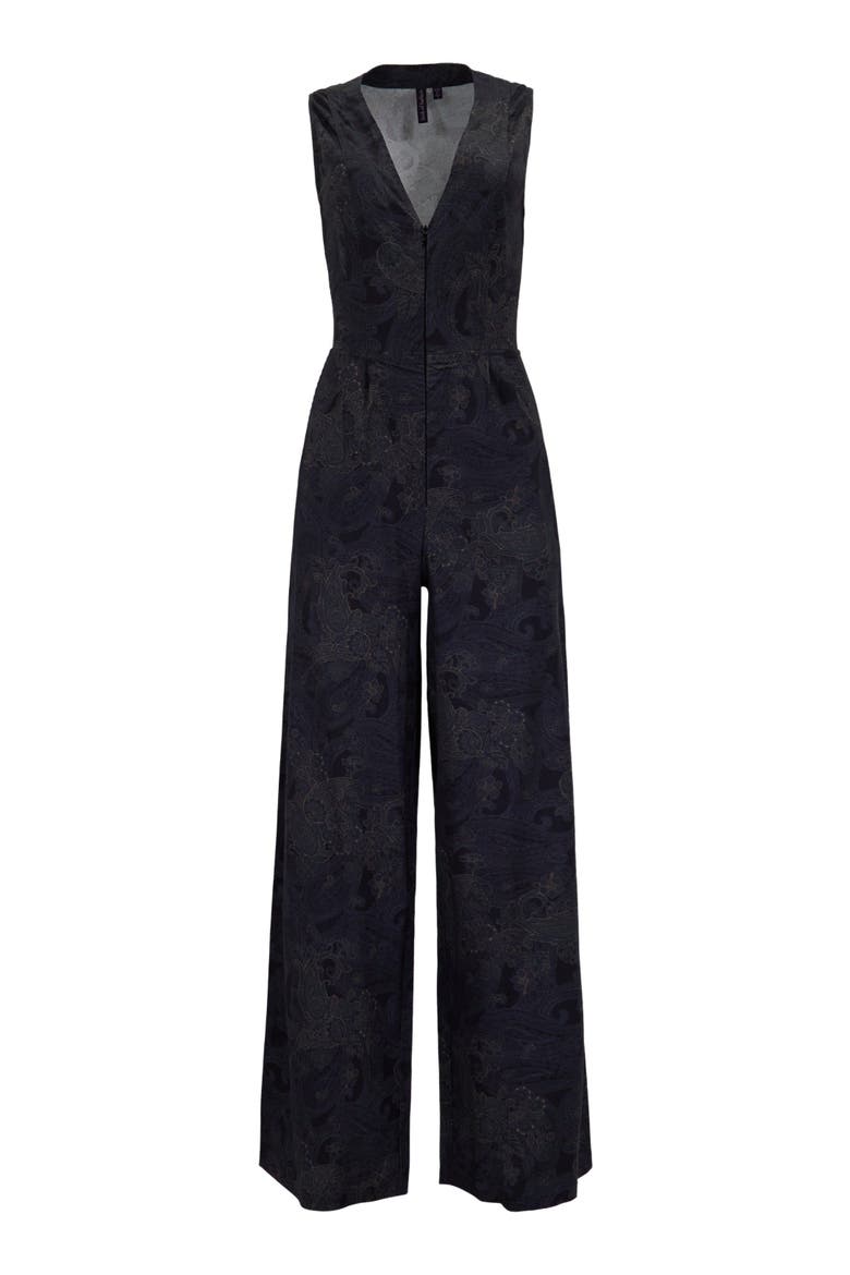 Paisley Explosion Womens Tailored Jumpsuit, Alternate, color, PAISLEY EXPLOSION BLACK