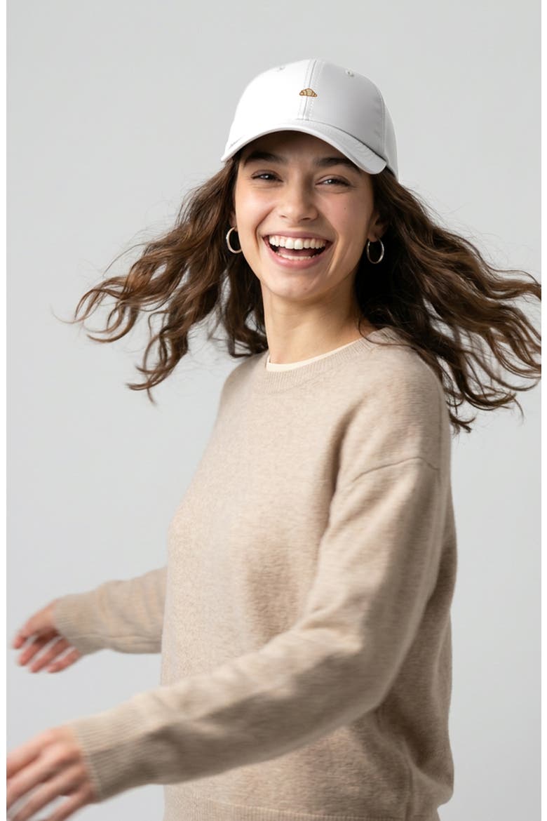 Croissant Dad Cap, Alternate, color, White