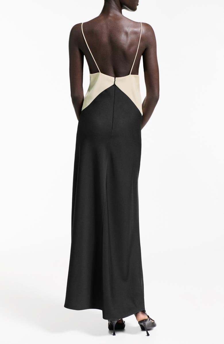 MANGO Two Tone Slipdress, Alternate, color, Black