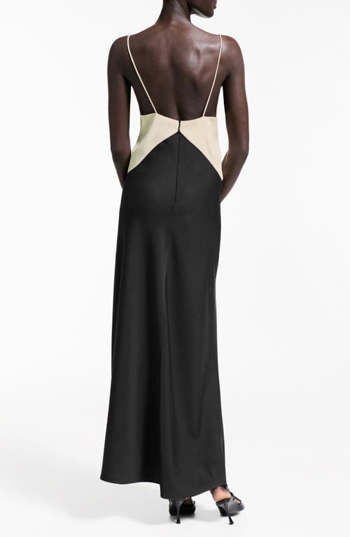 Mango Two-tone Lingerie Dress Black In Black