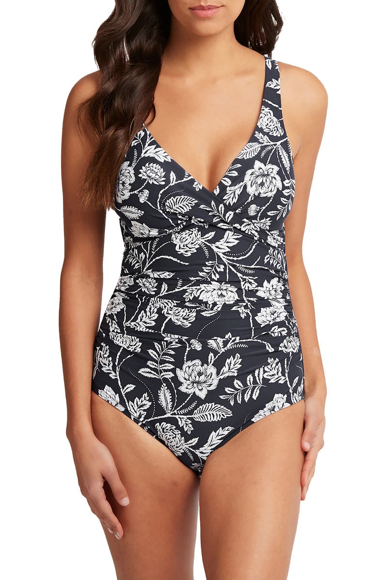 Sea Level Cross Front One-Piece Swimsuit, Main, color, 