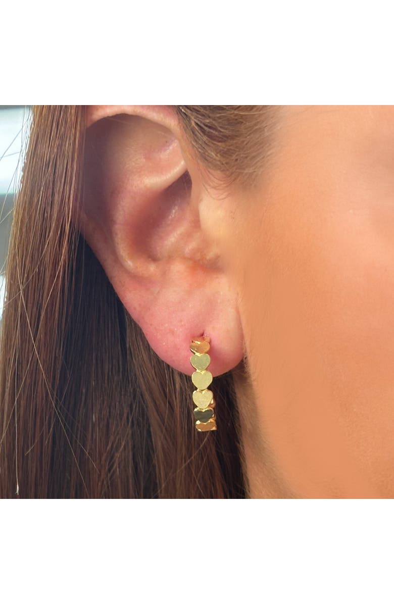 The Lovery Fine Jewelry Golden Hearts C-Hoop Earrings, Alternate, color, Yellow Gold