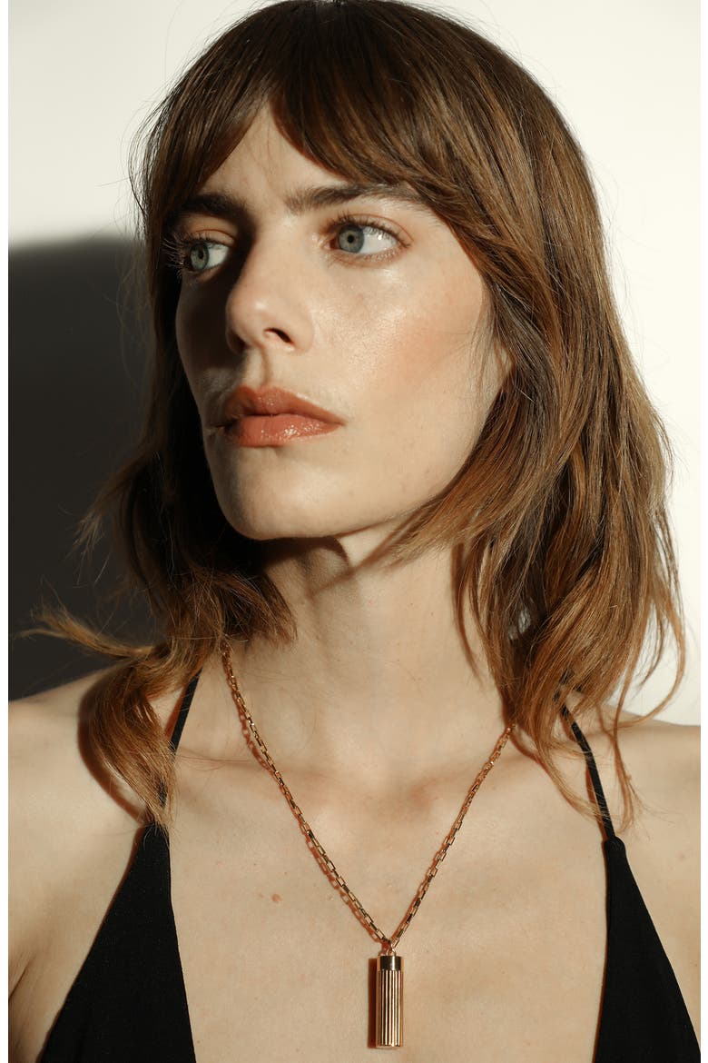 Matchbox Vile Necklace, Alternate, color, BRASS