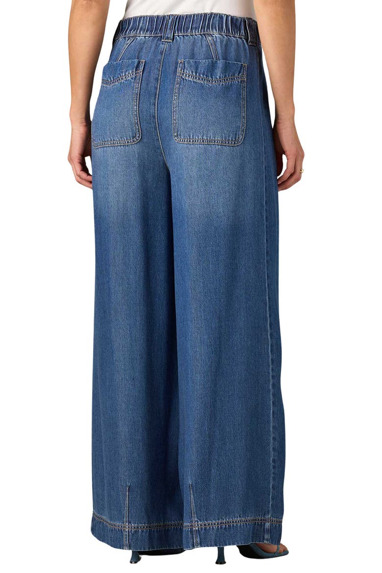 Ultra Skyrise Drawstring Waist Wide Leg Jeans, Alternate, color, MID BLUE