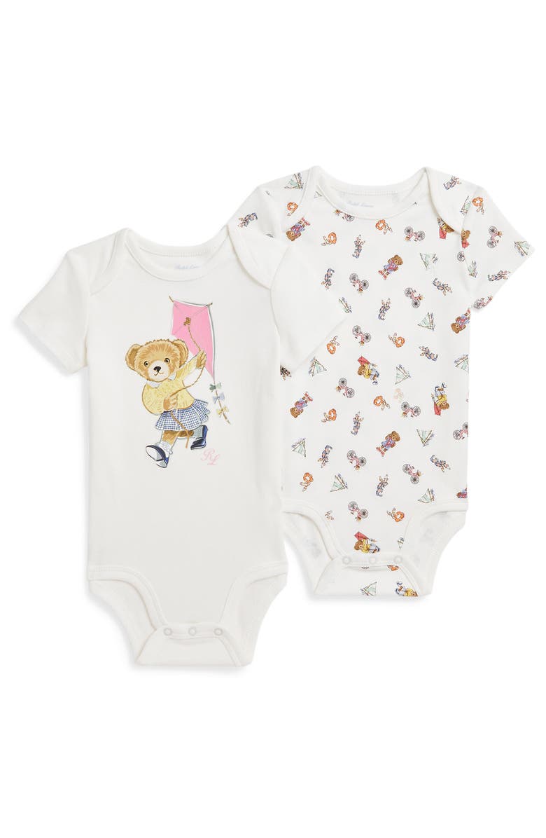 Ralph Lauren Assorted 2-Pack Cotton Bodysuits, Main, color, 