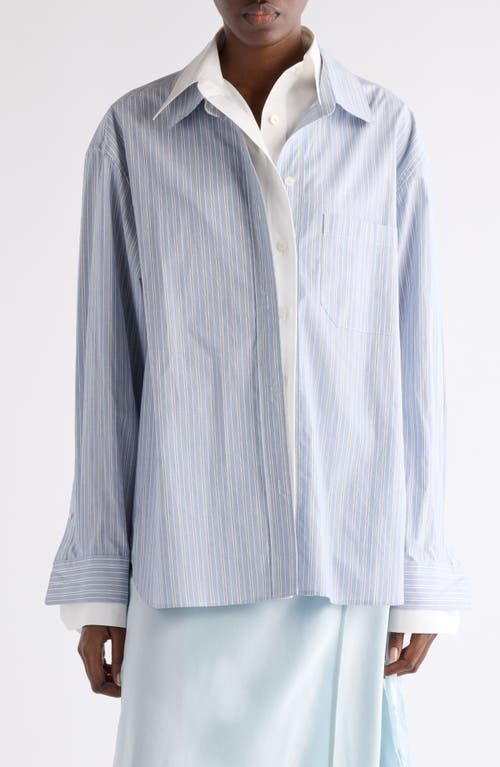 Acne Studios Womens Blue White Layered Striped Cotton-poplin Shirt In Blue