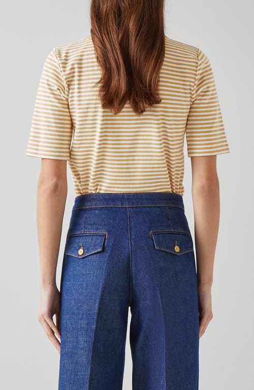 Lk Bennett Charlie Stripe Rib Top In Camel