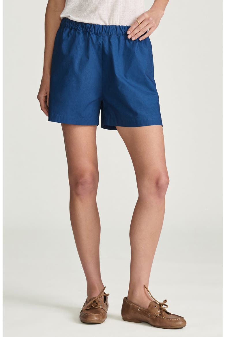 Cotton Elastic Waist Shorts, Main, color, NAVY PEONY
