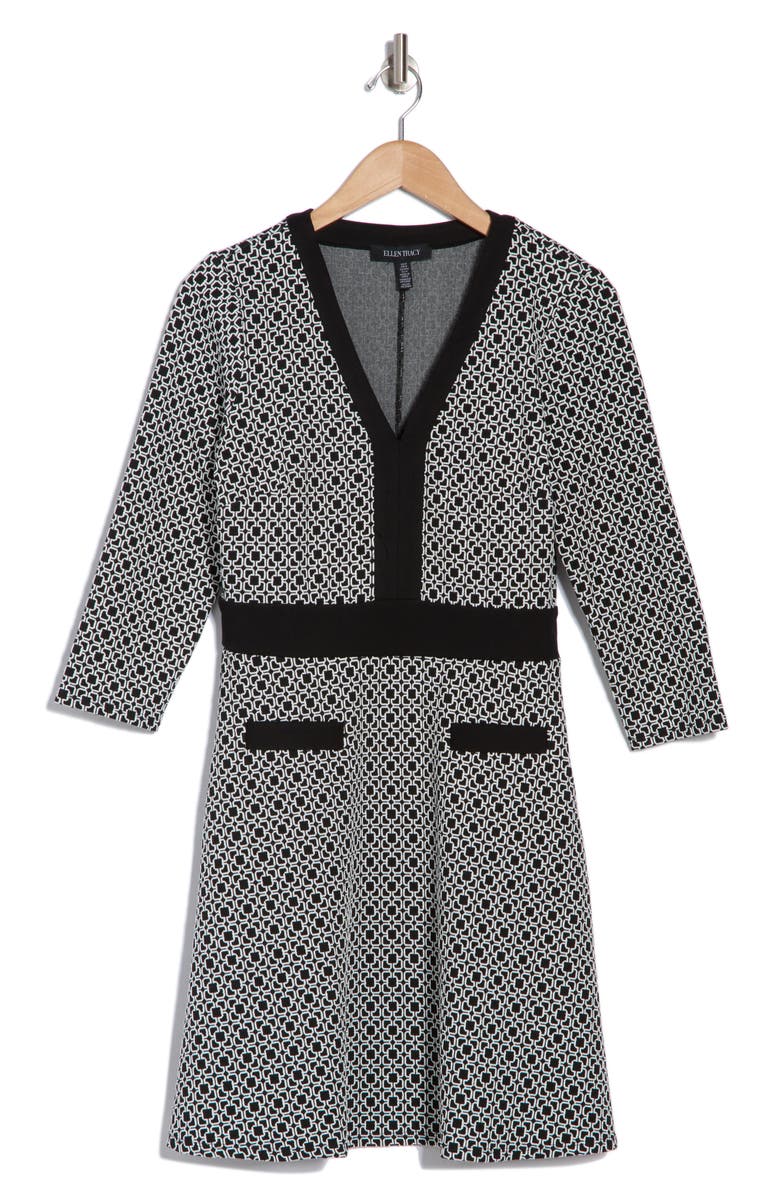 Ellen Tracy Long Sleeve Jacquard Dress, Alternate, color, 