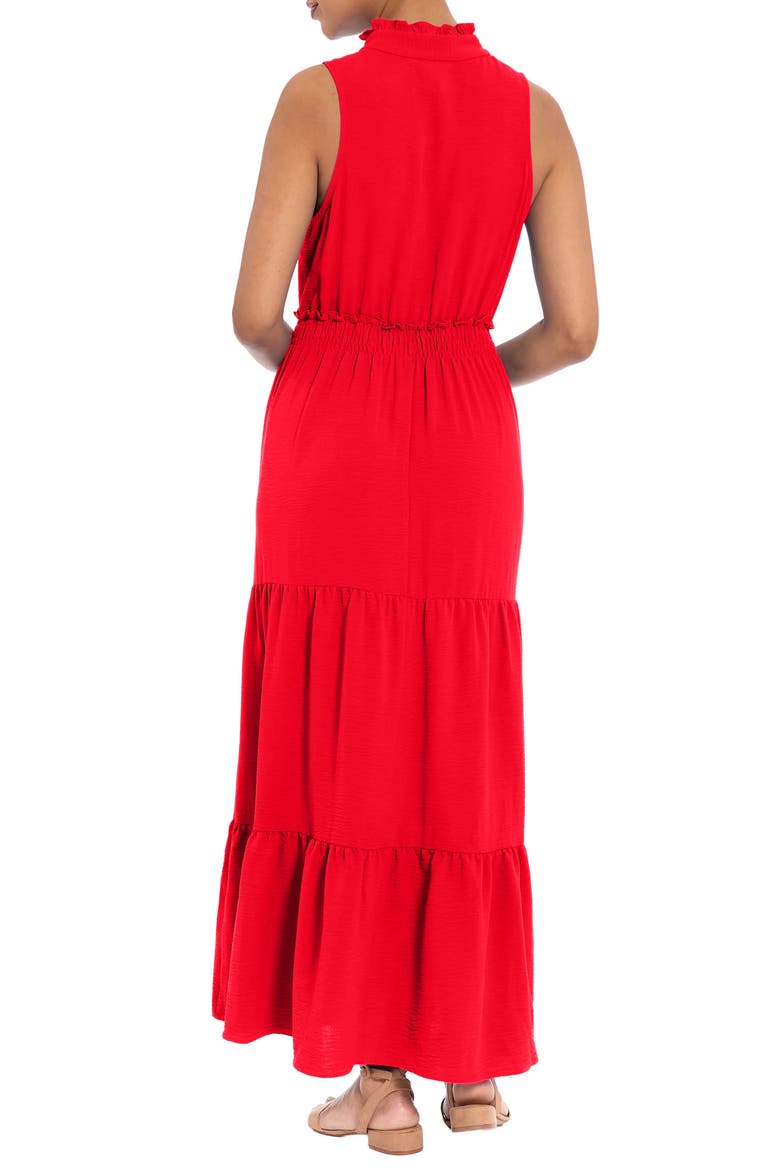 Ruffled Smocked Tiered Maxi Dress, Alternate, color, ARRESTING SCARLET