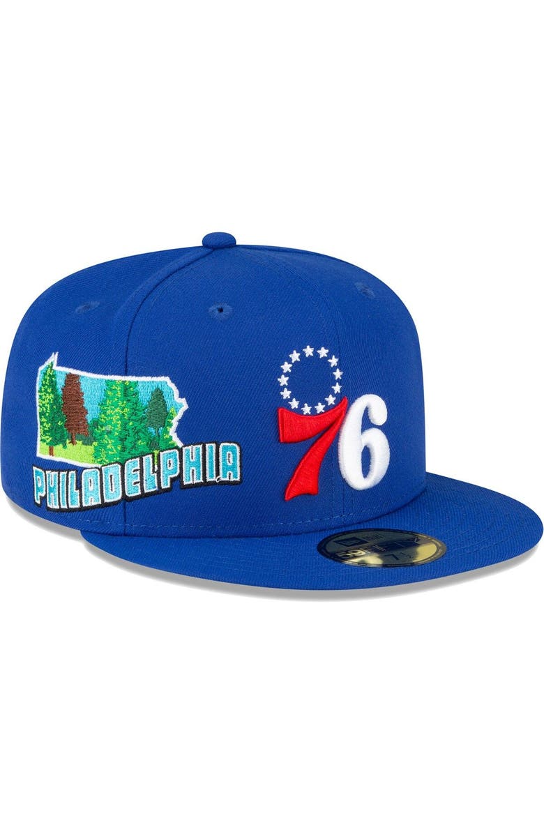 New Era Men's New Era Royal Philadelphia 76ers Stateview 59FIFTY Fitted Hat, Main, color, Blue