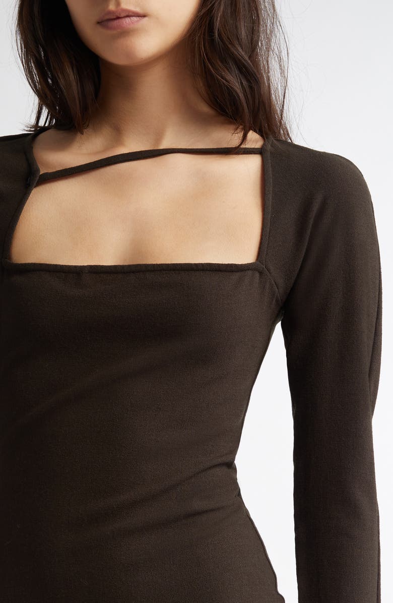 Paloma Wool Kira Asymmetric Long Sleeve Wool Blend Sweater Dress, Alternate, color, Brown