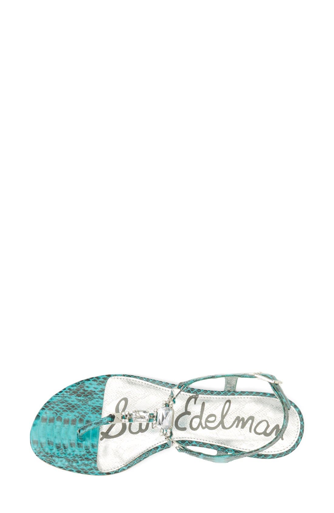 'Dawn' Embellished Leather Sandal, Alternate, color, TURQUOISE TIME