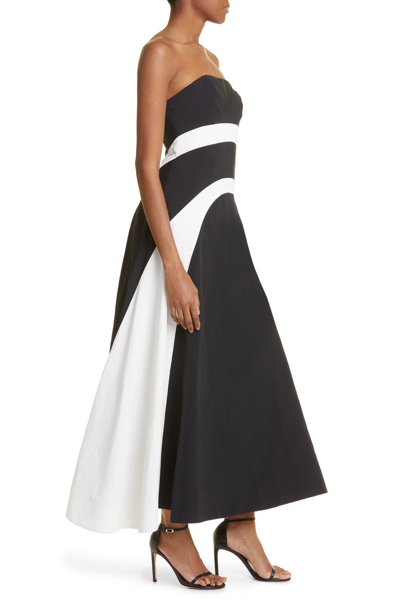 Colorblock Strapless Dress, Alternate, color, BLACK/ IVORY