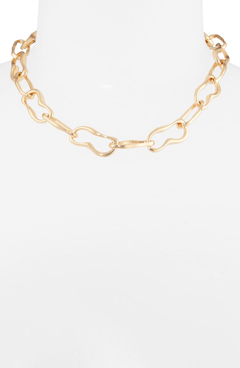 Open Edit Wavy Link Necklace, Alternate, color, Gold