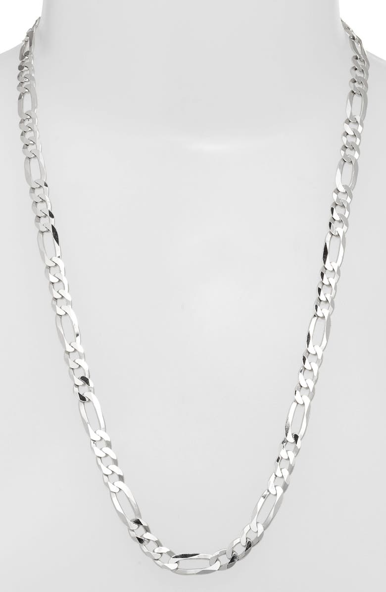 Argento Vivo Sterling Silver Men's Figaro Chain Link Necklace, Alternate, color, 